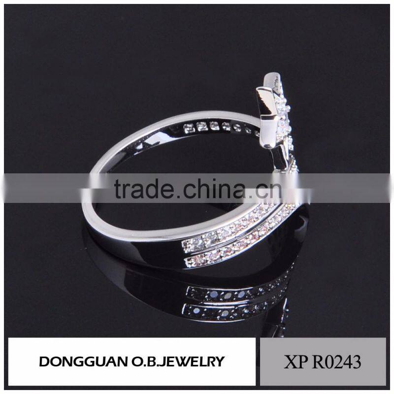 China Factory custom OEM sterling silver rings Rhodium polished wedding rings for women