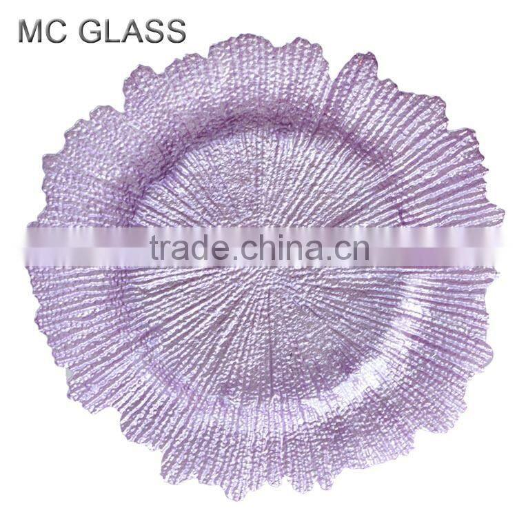 Cheap Underplates Wedding Dinner Purple Glass Charger Plates Wholesale
