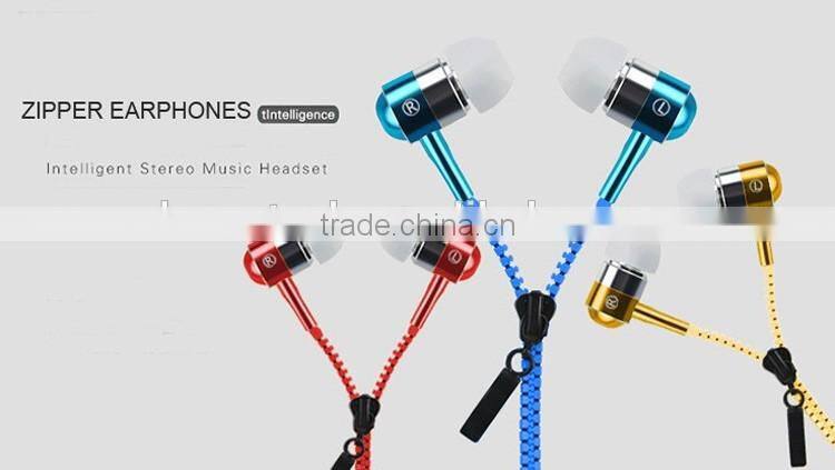 Newest Headphone Headset Zipper Metal Earphone Wired In-ear Earphones auricular Earbuds Accept Customize For Samsung S7