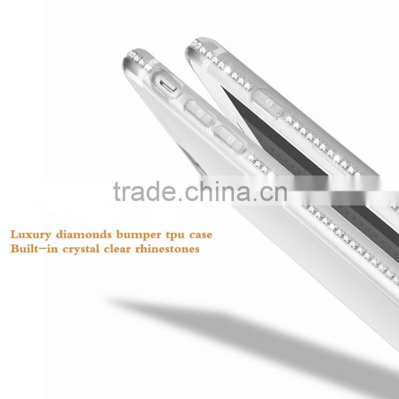 Ultra Thin Clear TPU Diamond Case For iPhone 7, for iPhone 7 Crystal Clear Rhinestones Case