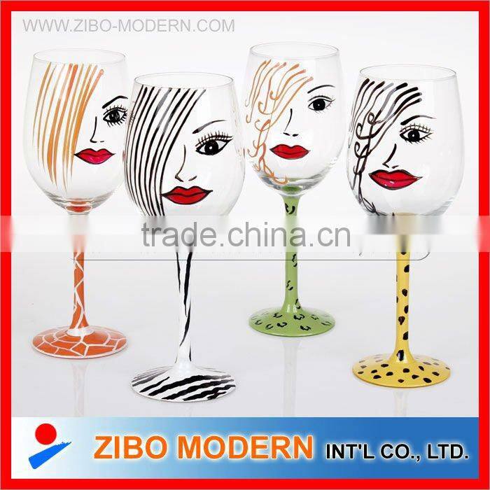 hand painted red wine glass Drinking glass