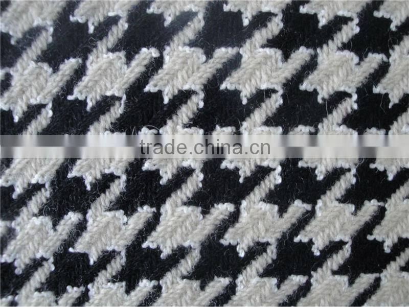 classical black and white houndstooth lady coat wool fabric