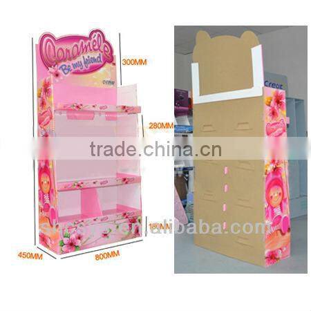 AEP 2013 new style heavy duty floor paper display stand for beverage promotion