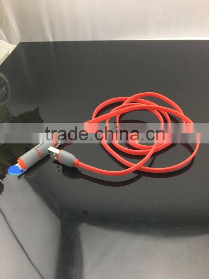 Wholesale high speed usb cable 2 in 1 charging data usb cable custom logo