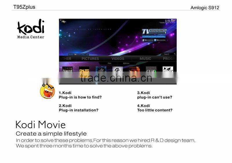 2016 New Pendoo T95Z Plus S912 2g 16g Android 6.0 KODI17.0 Octa core Smart tv box