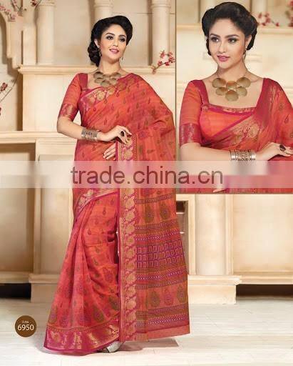 Rust Cotton Silk Saree