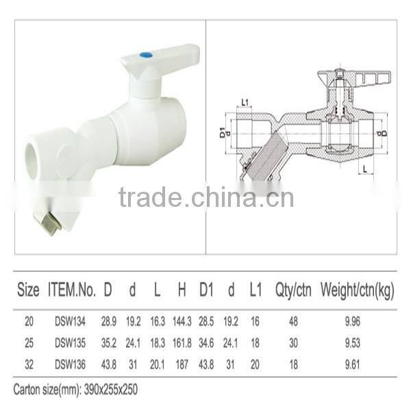 PPR Angle Radiator Brass Ball Valve On Sale China PPR Supplier