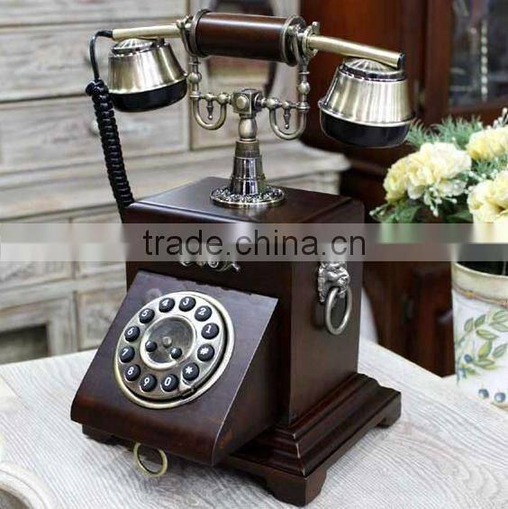 Decoration Wooden Retro Home Telephone