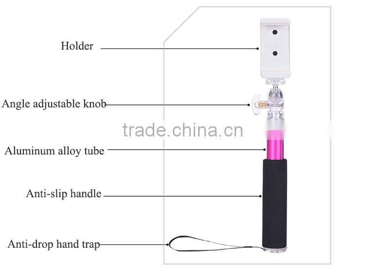 Color optional mini selfie stick for smartphone factory wholesale wireless monopod