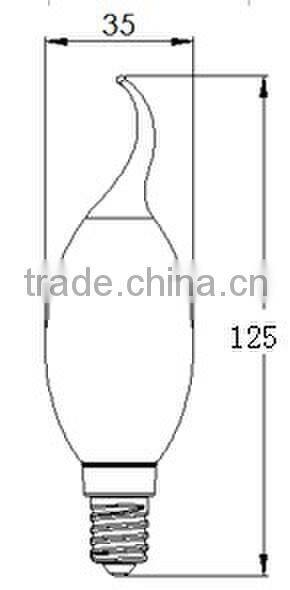 2014 New design 4W LED Filament Flame B35 E12 E14 lamp base