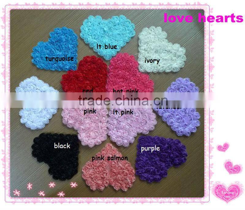 Printed heart shabby chiffon flower trim lovely flower decoration in stock