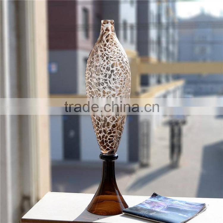 Different Design Handmade Art Wedding Decoration Flower Arrangement ,Tall Frosting Glass Vase