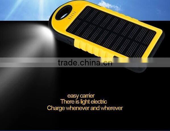 2016 Hotsale Waterproof Solar Power Bank 5000mAh, Portable Solar Charger