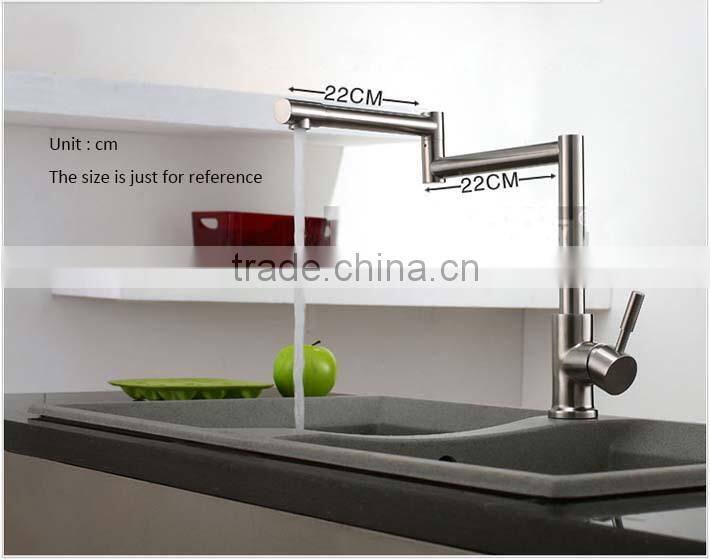 360 degree rotate folding nickle brushed finishing 304 stainless steel kitchen sink faucet mixer taps