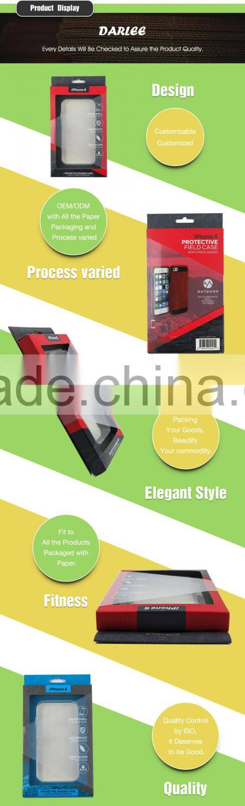 Luxury custom logo printed cell phone case paper packaging box with window