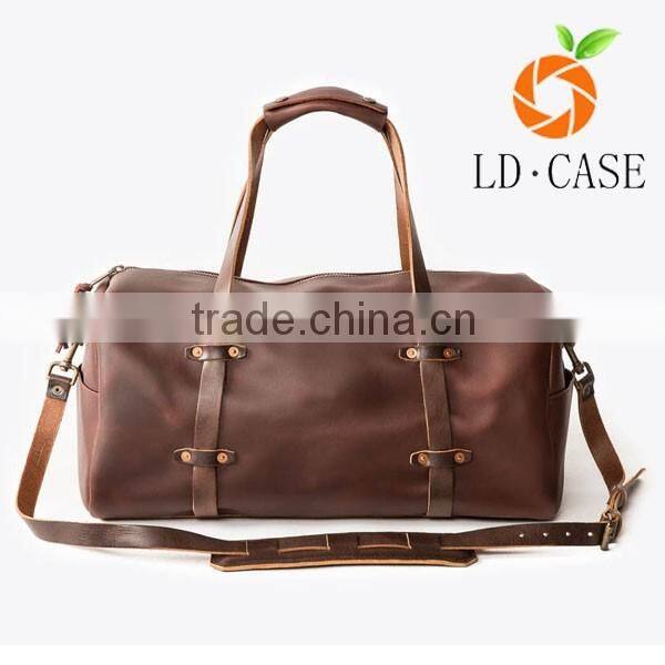 Vintage Crazy Horse Leather men's Travel Duffle luggage Bag