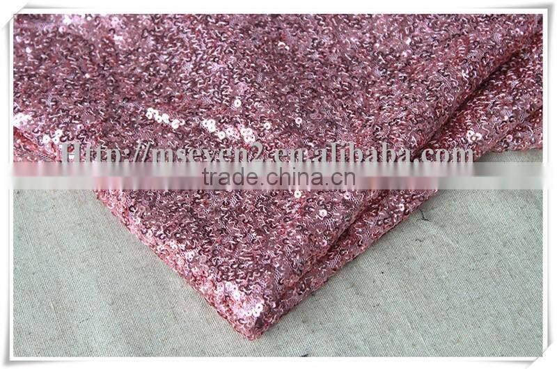 2016 OEM promotional rose pink color bridal sequin swiss lace fabric wholesale