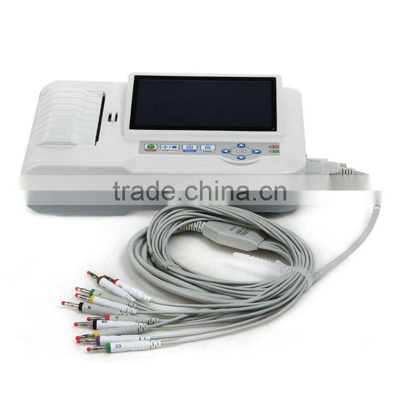 Good quality 7 inch Touch Screen 6 Channel Digital Electrocardiograph ECG Machine EKG-923S with Analysis Software