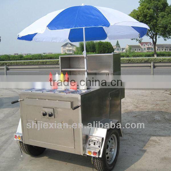 JX-HS120D New model mobile hot dog trailer for sale gas hot dog trailer with high quality cheap hot dog trailer hand pushing