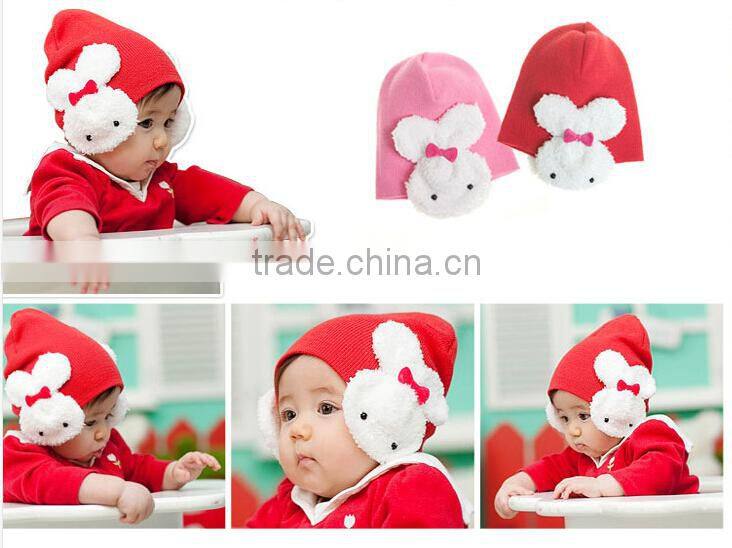 Cute Winter Rabbit Ear Flap Warm Baby Hat Toddler Kids Beanie Crochet Cap