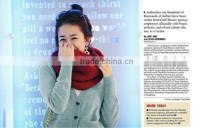 2014 Fashion Women Ladies Girls Warm Knit Neck Circle Wool Blend Cowl Snood Scarf Shawl Wrap
