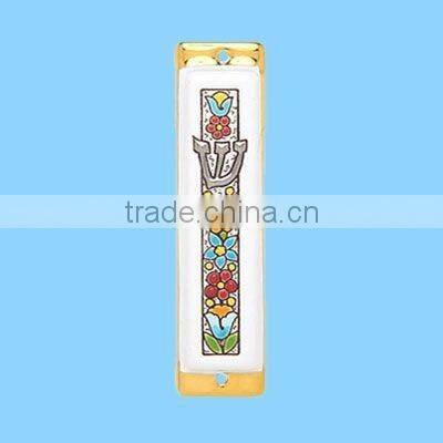 ceramic religion crafts decorative flower mezuzah