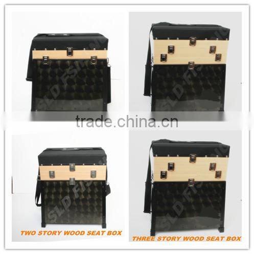 fishing tackle tool aluminum Fishing Seat case wooden draw and alum case