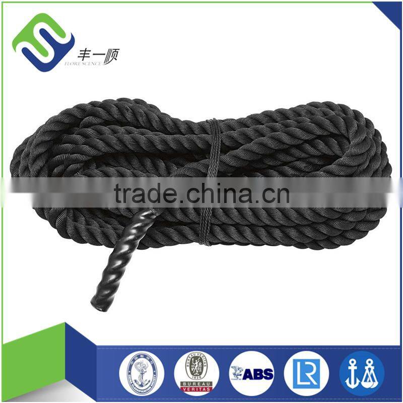 Florescence battle rope, both ends with black heat shrink caps