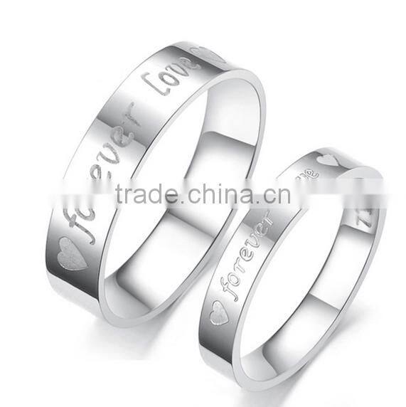 Customized hot selling stainless steel love script ring sterling silver love ring
