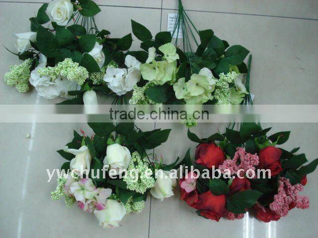 10 centre bundle artificial rose with foam flowers