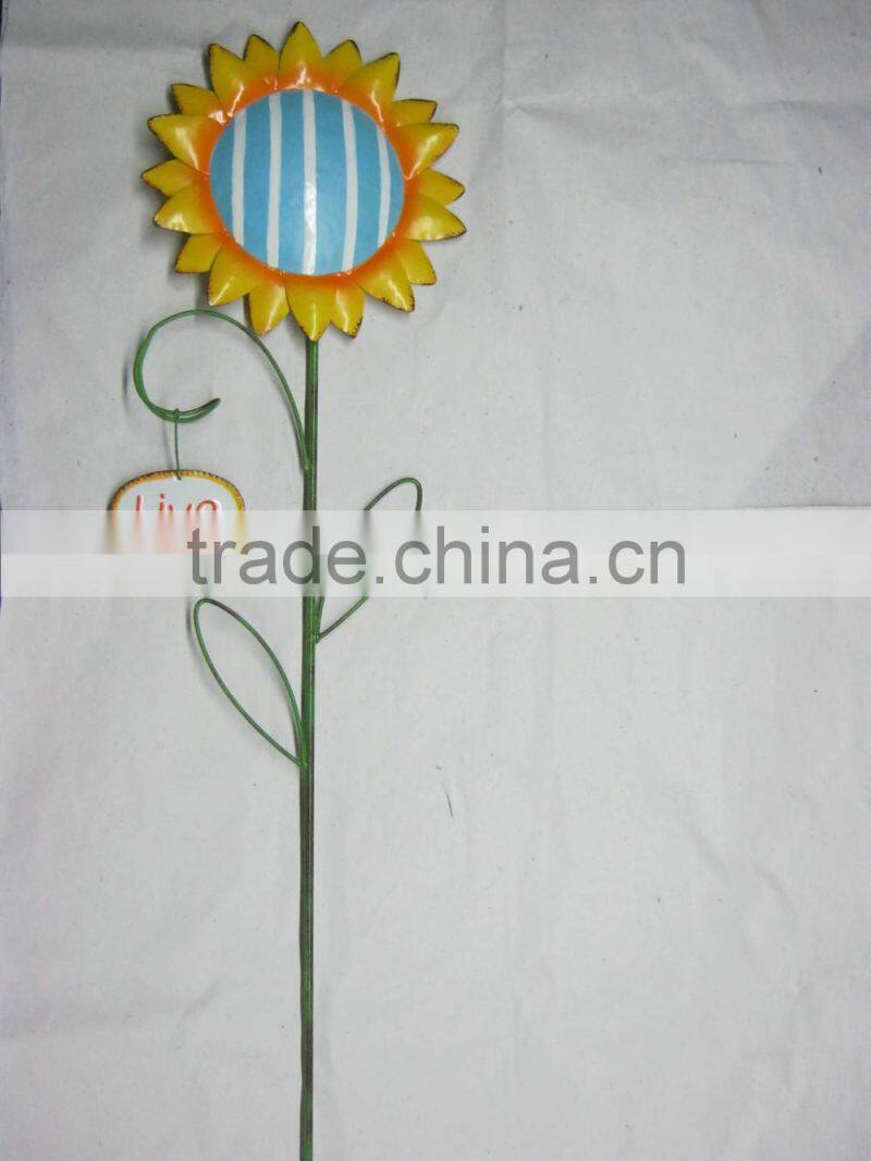 2015 newest metal flower garden decoration stake garden decoration flower metal decorative flower stakes garden stakes
