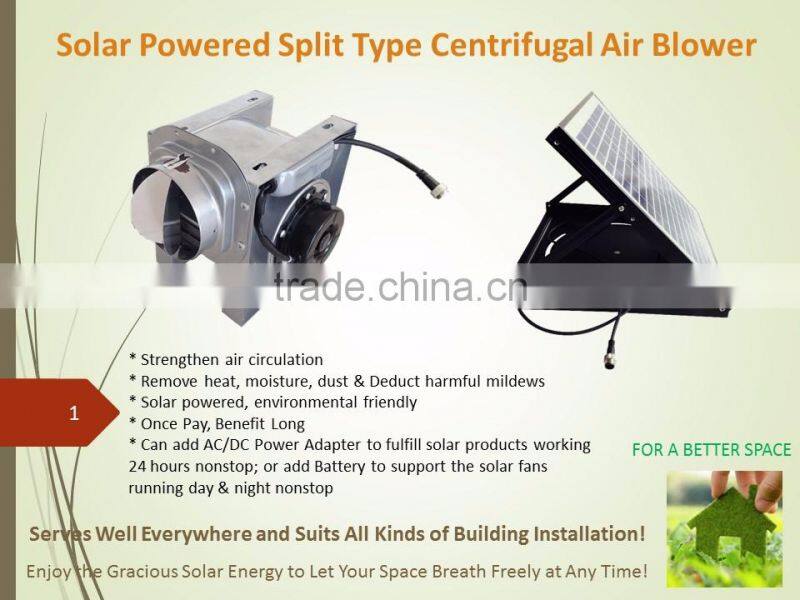 SUNNY solar powered dia.100mm 4 inch double air-outlet centrifugal air blower fan with battery