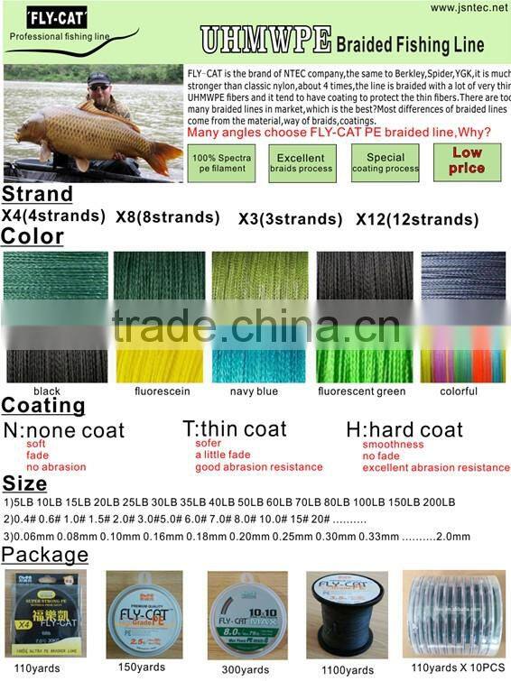 500M Braided lines yellow PE 4 braid fishing line wholesale