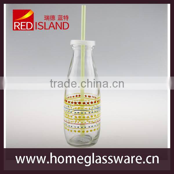 2016 hot sale glass milk bottle with decal and lid