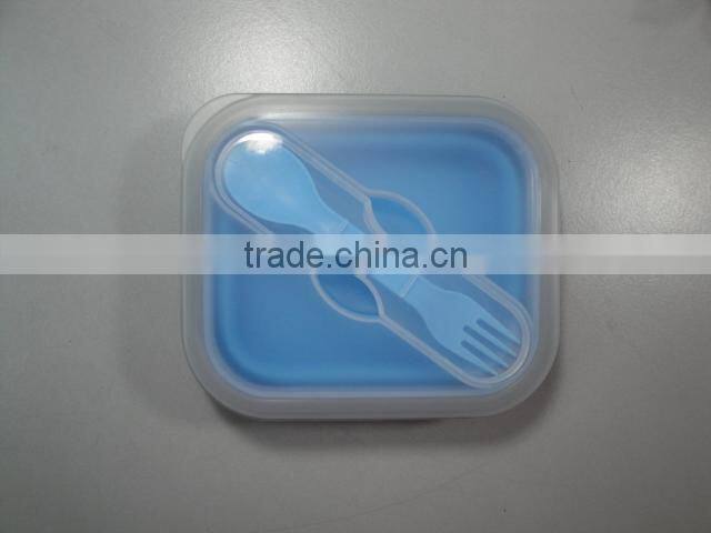 2015 wholsale 2 compartment silicone collapsible lunch box,silicone lunch container