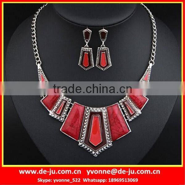 Green Square Stone Cheap Necklace And Earring Sets