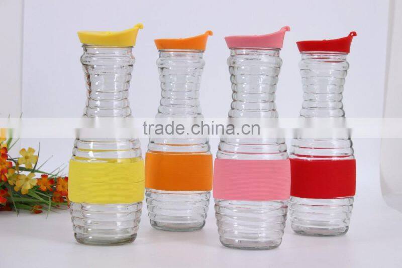 1liter round glass water bottle