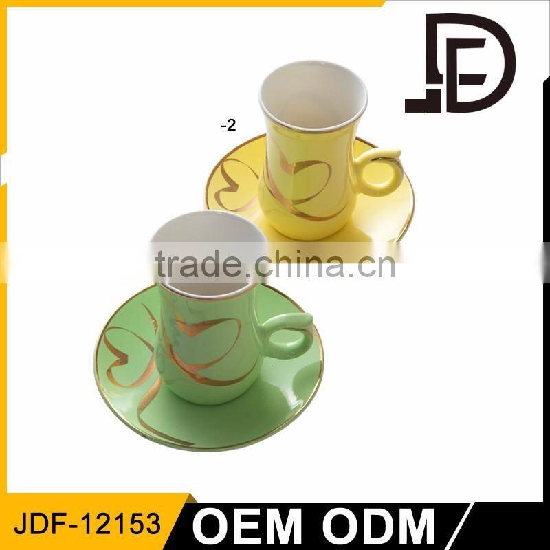 Drinkware wholesale alibaba arabic 12 pcs ceramic coffee cup and saucer, modern turkish coffee cups