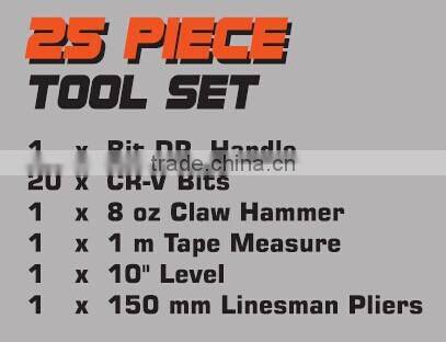 TOPRANK 25 piece household tool set in carry box packing heavy duty