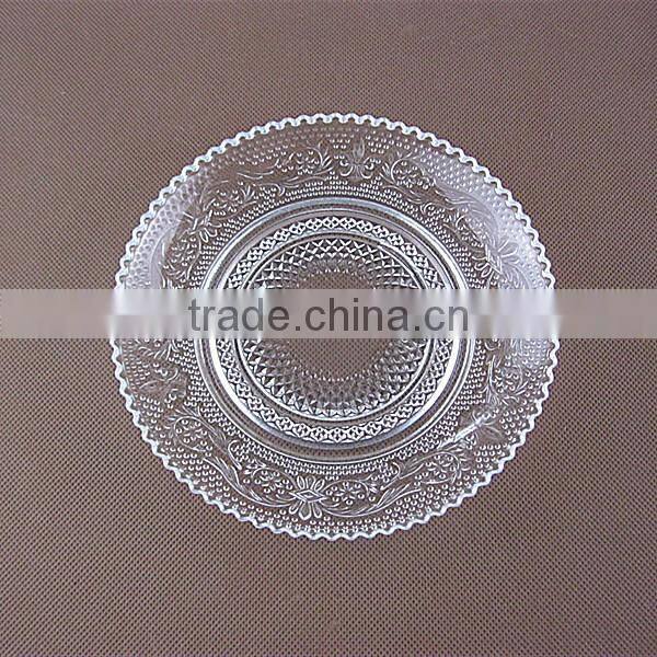 round clear bread glass plate , dessert plate , fruit dish