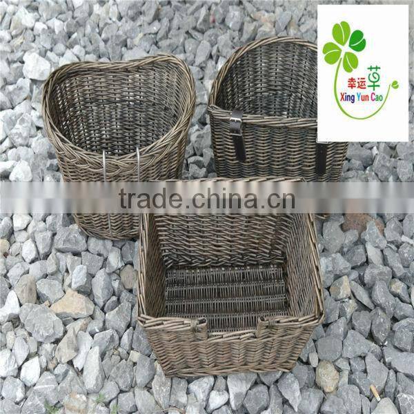 factory direct supply willow woven bicycle basket with lid