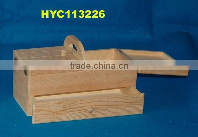 unfinished cheap folding wooden sewing box