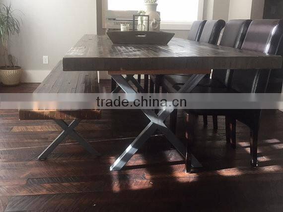 UK hot-selling solid wooden coffee table metal iron X shape leg