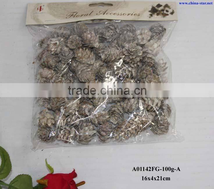 wash white santa pinecone ornament