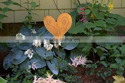wholesale metal yard art Open Star hand heart Decorative wrought iron garden stake outdoor decoration