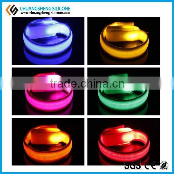 Wholesale LED light woven bangles, silicone LED bracelet, fashion wirstband