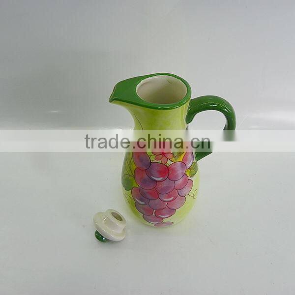 Novel design handpainted ceramic oil vinegar bottle