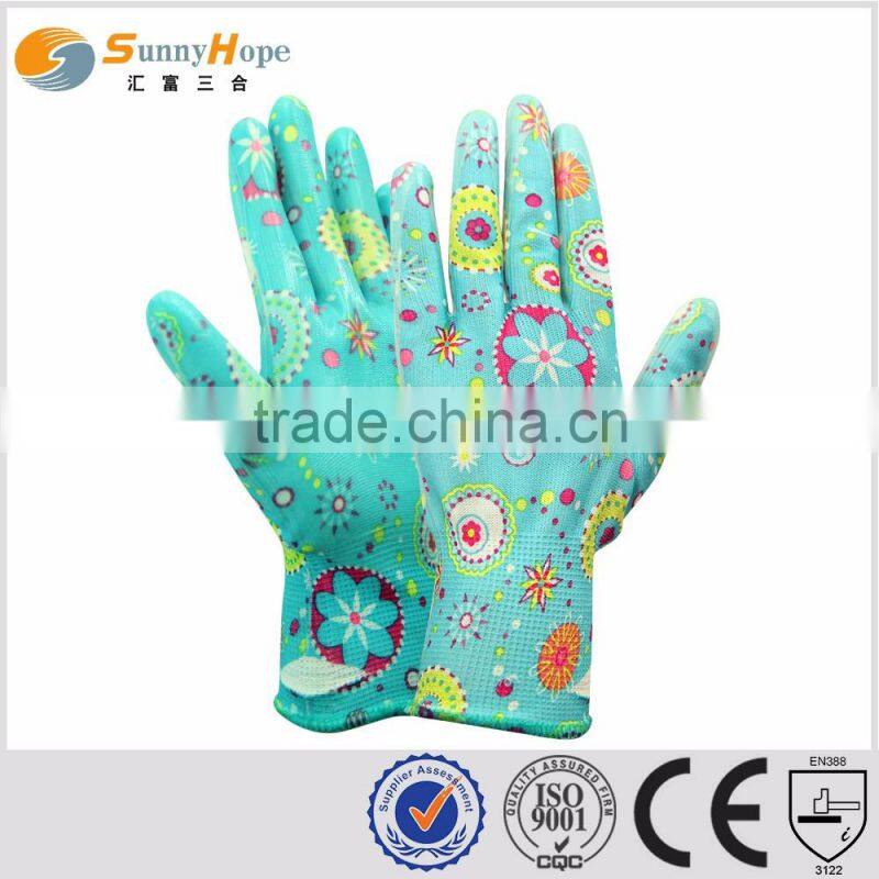 SunnyHope China Factory nitrile coated women's garden gloves