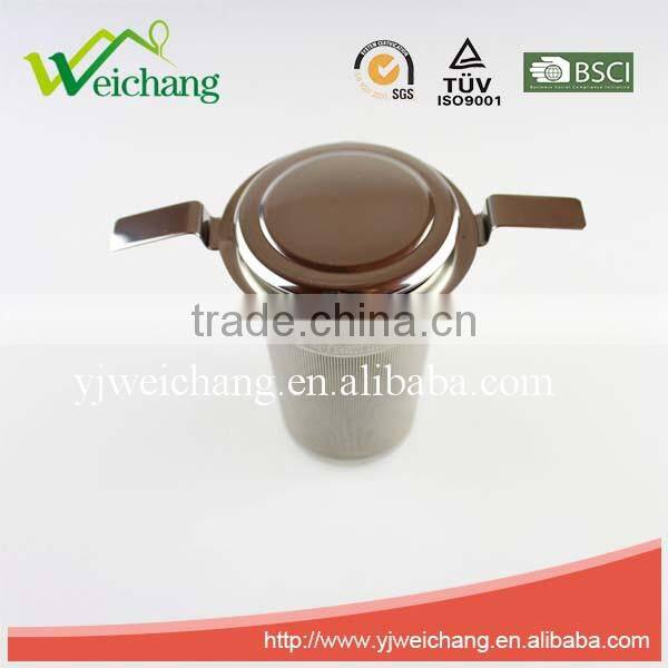 WCJ449 Tea Strainer Steeper Infuser Brew-in-mug Extra-fine Mesh with Lid Best for Infusing and Steeping Loose Leaf Teas Herbs S