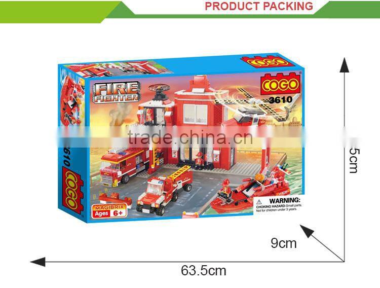 Creative diy fire fighting truck toy plastic construction toy sticks
